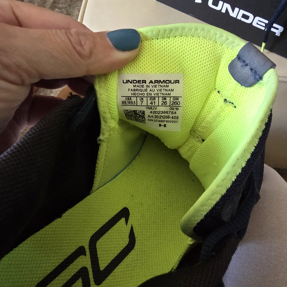 Under Armour Black and Neon Green Sneakers
